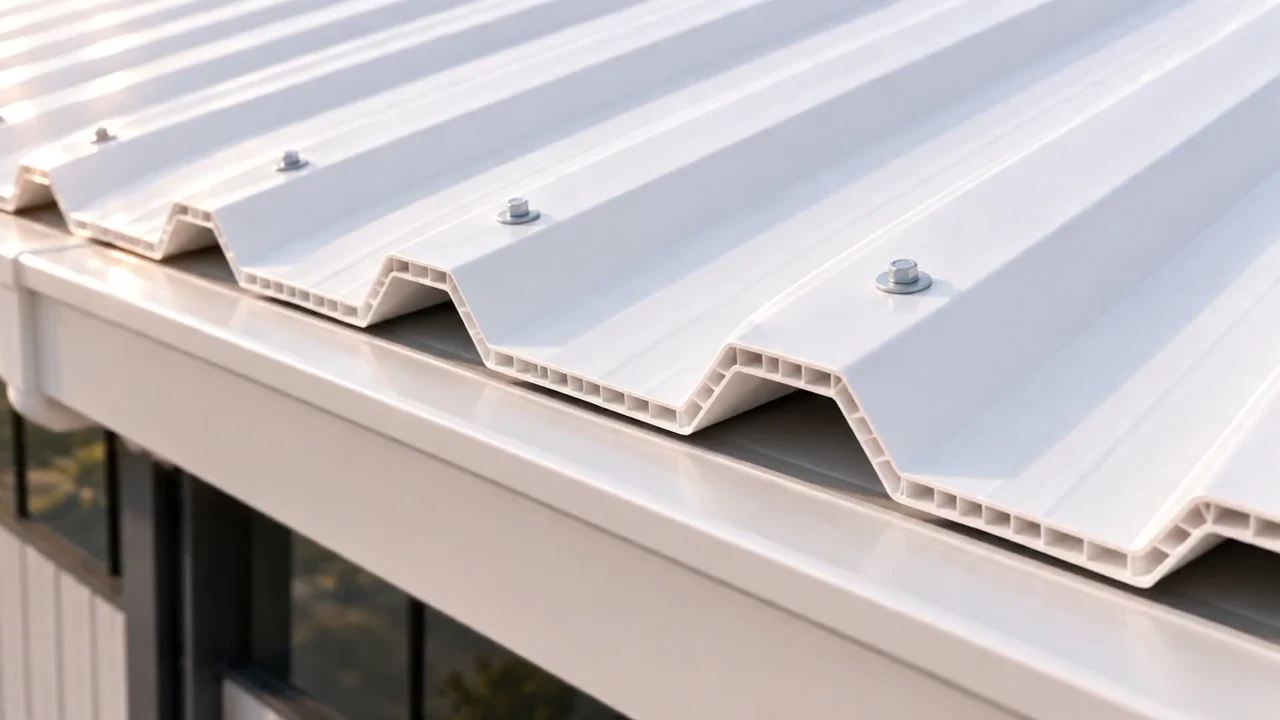 Hollow chamber detail in the VASTROOF UPVC roofing cross-section