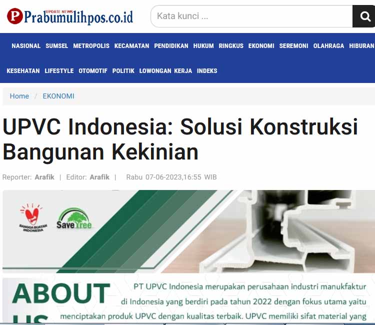 Screenshot of Prabumulih Pos coverage of UPVC Indonesia