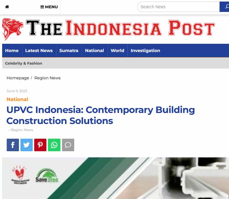 Screenshot of The Indonesia Post coverage of UPVC Indonesia